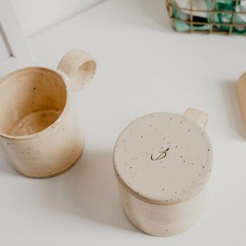Saffi Line And Speckled Handmade Round Handled Mug, 6 of 8