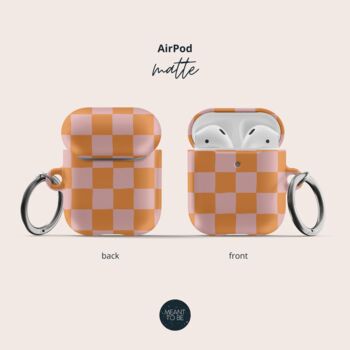 Y2k Orange Check Air Pods Case With Keychain, 5 of 5