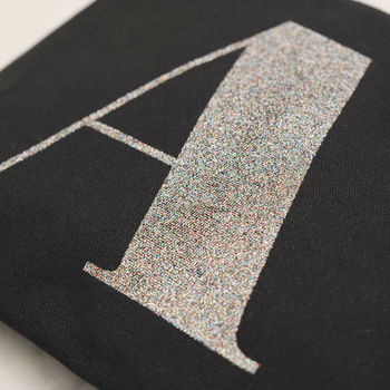 Black Glitter Initial Pouch, 4 of 8