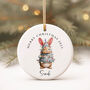 Christmas Ceramic Bauble Cute Bunny Wrapped In Lights, thumbnail 4 of 8