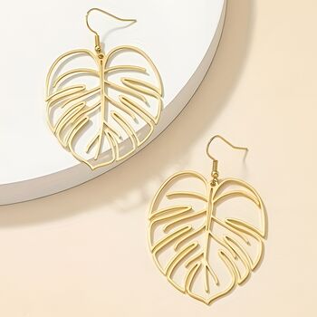 Contemporary Hollow Leaf Gold Earrings Gift, 2 of 4