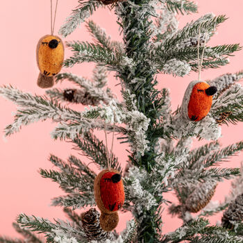 Felt Robin Christmas Tree Hanging Decorations, 3 of 4