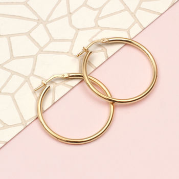 18ct Yellow Gold Plated Creole Hoop Earrings, 2 of 6