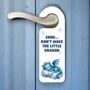 Personalised Baby Dragon Sleeping Blue Door Hanger, thumbnail 1 of 2