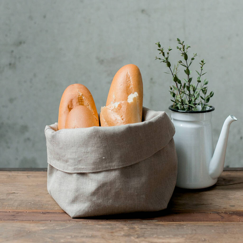 Natural Linen Storage Bread Basket, 1 of 5