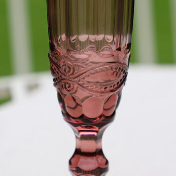 Four Rouge Etched Champagne Flute Set, 4 of 6