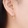 Gold Mismatch Moon And Star Hoop Earrings, Charm Earrings, thumbnail 2 of 8