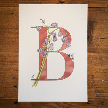 B Is For Bluebells Initial Print, Personalised, 3 of 5