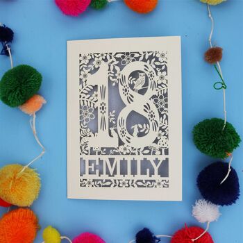 Personalised 18th Birthday Card Papercut Woodland Design, 10 of 11