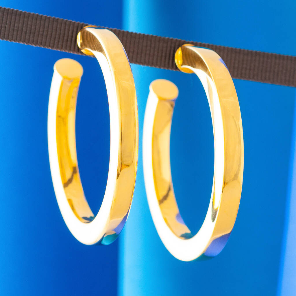 Large Square Edged Hoop Earrings By Loel & Co.