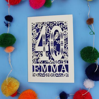 Personalised 40th Birthday Card Papercut Woodland Design, 11 of 12
