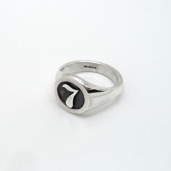 Personalised Number Round Silver Signet Ring, 3 of 4