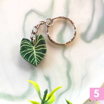 Leaf Plant Wooden Keyring, Houseplant Keychain, 5 of 12