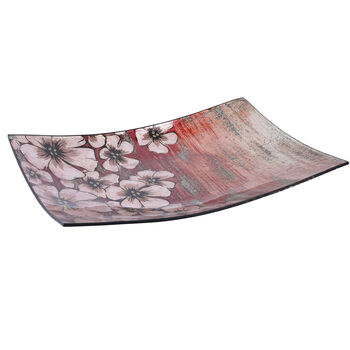 Pink Floral Large Rectangle Glass Plate In Gift Box, 2 of 2