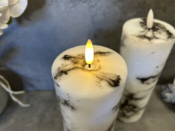 20cm Marbled Grey LED Pillar Candle – Real Wax, 11 of 12