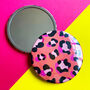 Wild Cat Leopard Print Coral Handbag Mirror And Pouch, thumbnail 2 of 6