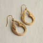 Victorian Gold Carved Teardrop Hoop Earrings, thumbnail 6 of 8