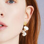 Petal Cascading Pearl Gold Plated Silver Earrings, thumbnail 1 of 3