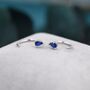 Sapphire Blue Cz Droplet Huggie Hoop Earrings Two, thumbnail 5 of 12