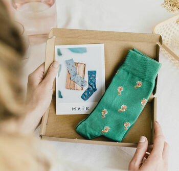 Ethical Organic Cotton Seahorse Socks, 2 of 6