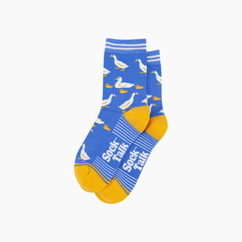Geese And Goslings Bamboo Socks In Blue, 3 of 4