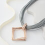 Grey Leather Rope And Square Pendant Necklace, thumbnail 1 of 3
