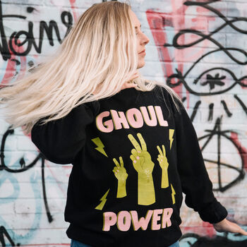 Ghoul Power Women's Halloween Slogan Sweatshirt, 2 of 8