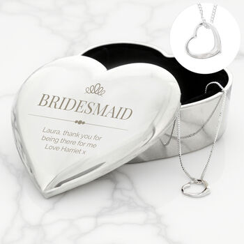 Personalised Elegant Crown Heart Trinket Box And Sterling Silver Necklace, 3 of 5