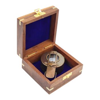 Custom Bronze British Army Style Prismatic Marching Compass In A Wood Box, 3 of 12