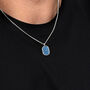 Men's Small Lapis Dog Tag Locket Silver, thumbnail 9 of 9