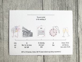 Vintage Illustrated Wedding Invitation, 6 of 11