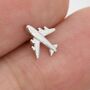 Sterling Silver Tiny Plane Stud Earrings, thumbnail 6 of 12