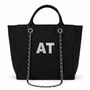Personalised Black Large Chain Custom Initial Tote Bag, thumbnail 8 of 9