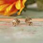 Sunflower Solid Gold Stud Earrings, thumbnail 2 of 5