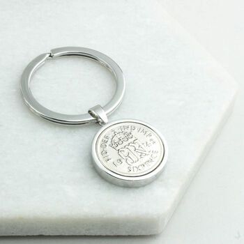 Personalised 1943 80th Birthday Sixpence Keyring, 2 of 5