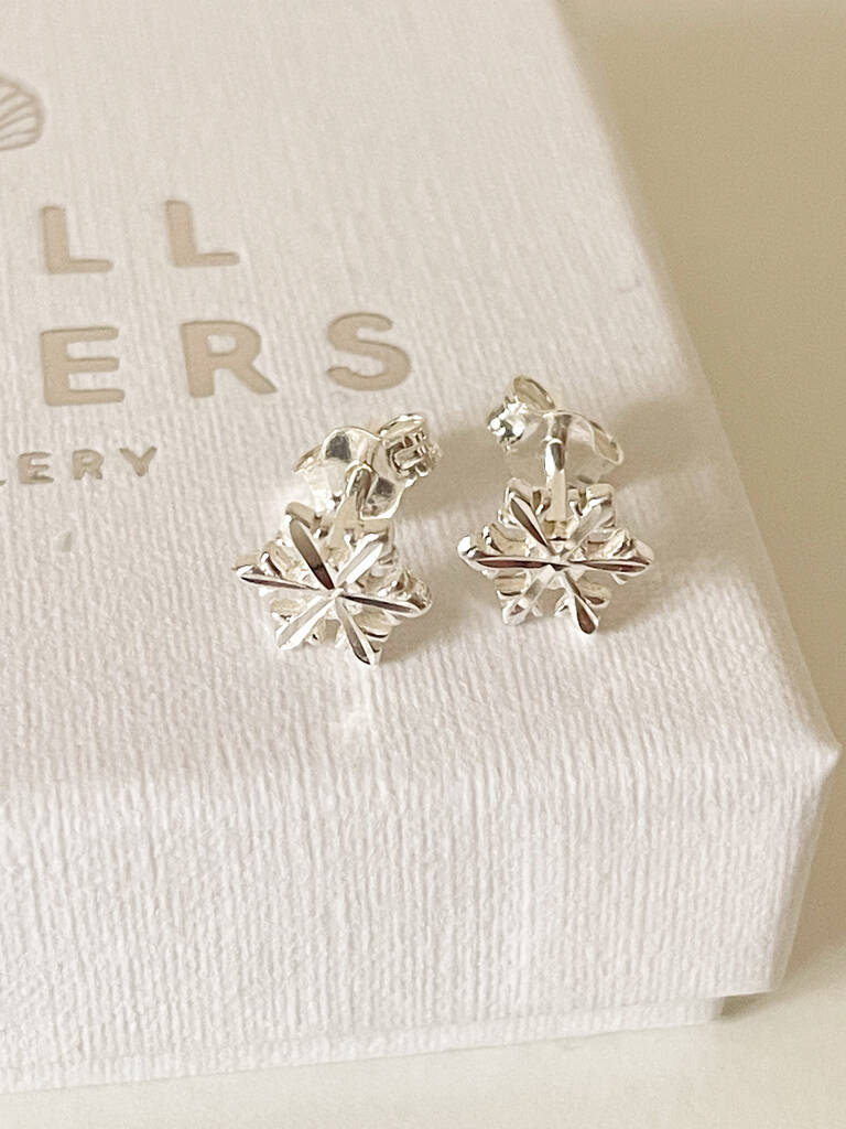 Sterling Silver Snowflake Stud Earrings, 1 of 7