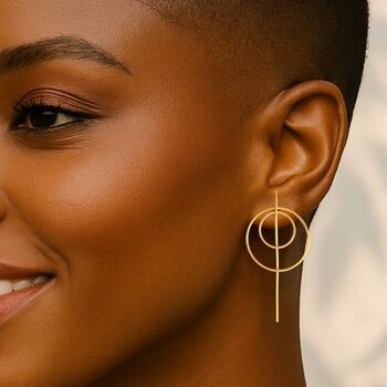 Geometric Double Circle Stud Earrings, 4 of 5