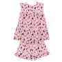 Girls Pink Cat Cotton Pyjamas Frilly Short Set, thumbnail 4 of 7