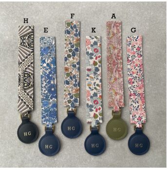 Personalised Leather Bookmark In Liberty Cotton, 2 of 9