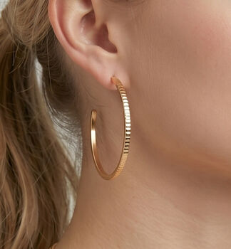 Shikaku 18 K Gold Plated Thin Large Hoop Earrings, 4 of 6