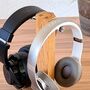 Personalised Double Headphone Stand In Solid Oak, thumbnail 4 of 9