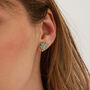 Four Leaves Clover Sterling Silver Stud Earring Green, thumbnail 2 of 8