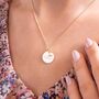 Esme Disc And Freshwater Pearl Name Necklace, thumbnail 3 of 12