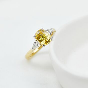 18ct Gold Yellow Sapphire And Diamond Engagement Ring, 4 of 6