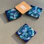 Sapphire Galaxy Bloom Wood Coasters | Set Of Two/Four, thumbnail 4 of 7