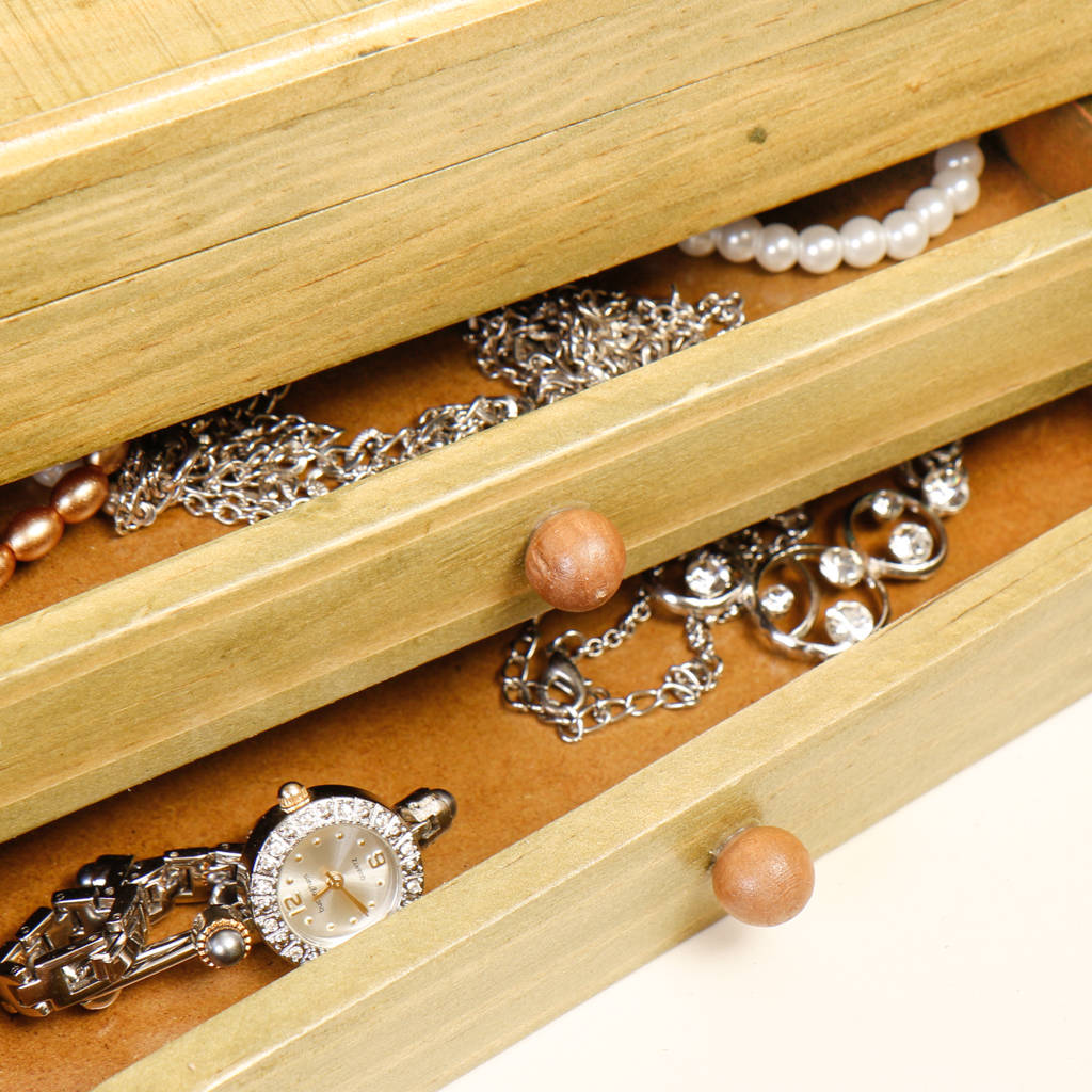 personalised wooden jewellery box with drawers by dibor