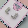 Cowboy Boot Glitter Resin Stud Earrings Pink, Blue And Silver, thumbnail 11 of 12