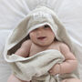 Personalised Light Grey/Stone Baby Towel With Star Trim, thumbnail 2 of 6