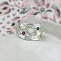 White Fire Opal, Emerald, And Pink Tourmaline Ring, thumbnail 1 of 7