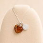 Personalised Sterling Silver Baltic Amber Heart Pendant Necklace, thumbnail 1 of 11